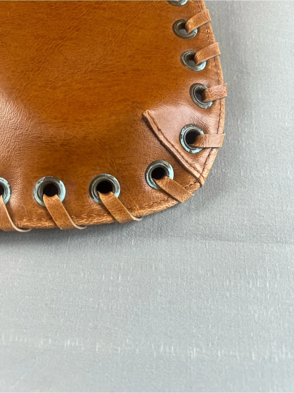 Far Nine Y2K Cognac Brown Whipstich Shoulder Bag Boho Baguette Purse